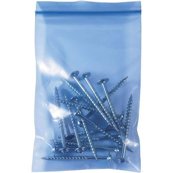 Made in USA - 6 x 8", 4 mil VCI Reclosable Polybags - Blue - USA Tool & Supply