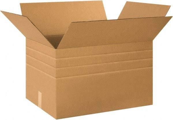 Made in USA - 18" Wide x 24" Long x 18" High Rectangle Multi-Depth Box - 1 Wall, Kraft (Color), 65 Lb Capacity - USA Tool & Supply