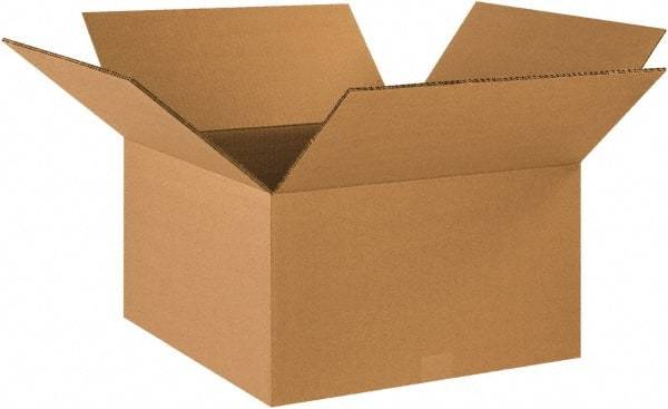 Made in USA - 18" Wide x 18" Long x 10" High Rectangle Heavy Duty Corrugated Box - 2 Walls, Kraft (Color), 100 Lb Capacity - USA Tool & Supply