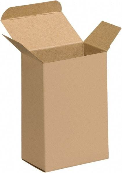 Made in USA - 1-3/4" Wide x 2-1/2" Long x 4" High Rectangle Chipboard Box - 1 Wall, Kraft (Color) - USA Tool & Supply