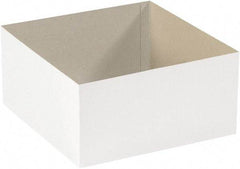 Made in USA - 12" Wide x 12" Long x 6" High Rectangle Chipboard Box - 1 Wall, White - USA Tool & Supply
