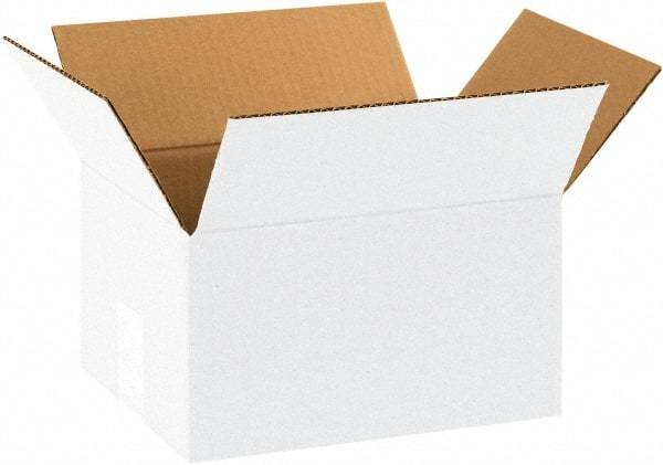 Made in USA - 8" Wide x 10" Long x 6" High Rectangle Corrugated Shipping Box - 1 Wall, White, 65 Lb Capacity - USA Tool & Supply