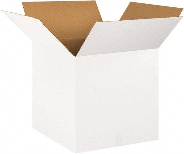 Made in USA - 20" Wide x 20" Long x 20" High Square Corrugated Shipping Box - 1 Wall, White, 65 Lb Capacity - USA Tool & Supply