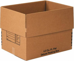 Made in USA - 18" Wide x 24" Long x 18" High Rectangle Moving Boxes - 1 Wall, Kraft (Color), 65 Lb Capacity - USA Tool & Supply