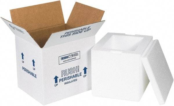 Made in USA - 6" Wide x 8" Long x 7" High Rectangle Insulated Box - 1 Wall, White - USA Tool & Supply