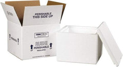 Made in USA - 9-1/2" Wide x 9-1/2" Long x 7" High Rectangle Insulated Box - 1 Wall, White - USA Tool & Supply