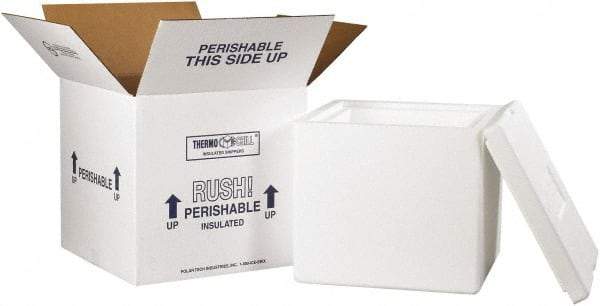 Made in USA - 12" Wide x 12" Long x 11-1/2" High Rectangle Insulated Box - 1 Wall, White - USA Tool & Supply