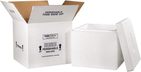 Made in USA - 16-3/4" Wide x 16-3/4" Long x 15" High Rectangle Insulated Box - 1 Wall, White - USA Tool & Supply