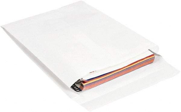 Made in USA - 16" Long x 12" Wide Peel-Off Self-Seal Expandable Envelope - White - USA Tool & Supply