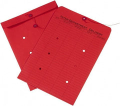 Made in USA - 13" Long x 10" Wide Draw String Inter-Department Envelope - Red - USA Tool & Supply