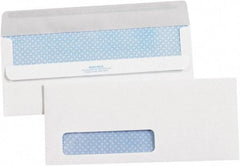 Made in USA - 9-1/2" Long x 4-1/8" Wide Self Seal Plain White Envelope with Window - White - USA Tool & Supply
