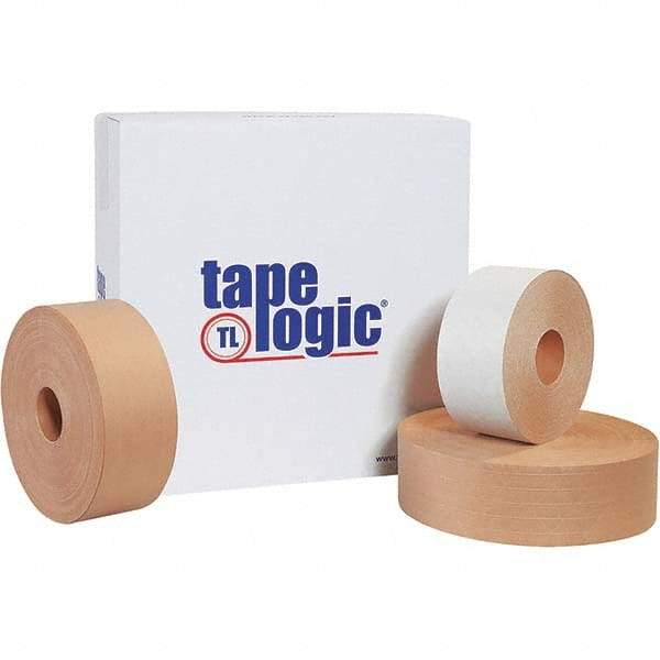 Tape Logic - 3" x 200 Yd Kraft Water Activated Adhesive Packaging Tape - Paper Backing, 5 mil Thick - USA Tool & Supply