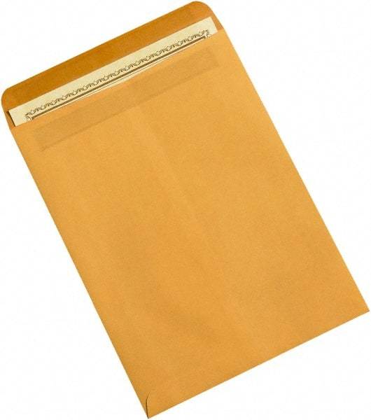 Made in USA - 12" Long x 9" Wide Self Seal Natural Kraft Envelope - Kraft - USA Tool & Supply