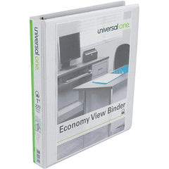 Universal One - 220 Sheet Capacity, 8-1/2 x 11", View Ring Binder - Polypropylene, White - USA Tool & Supply