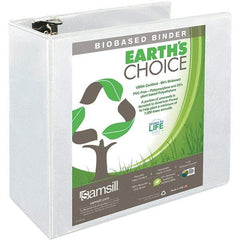 Samsill - 850 Sheet Capacity, 8-1/2 x 11", View Ring Binder - Polypropylene, White - USA Tool & Supply