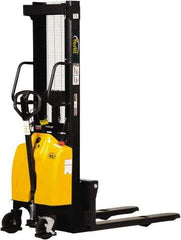 Vestil - 2,000 Lb Capacity, 118" Lift Height, Battery Powered Stacker - 3-3/8" Lowered Height, 42" Fork Length, 26-3/4" Overall Width - USA Tool & Supply