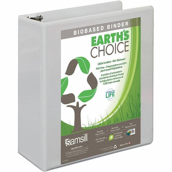 Samsill - 650 Sheet Capacity, 8-1/2 x 11", View Ring Binder - Polypropylene, White - USA Tool & Supply