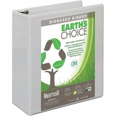 Samsill - 650 Sheet Capacity, 8-1/2 x 11", View Ring Binder - Polypropylene, White - USA Tool & Supply