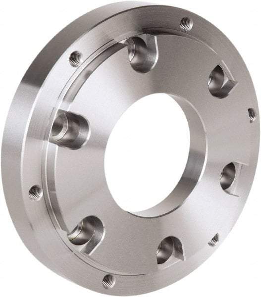 Samchully - Adapter Back Plate for 135mm Diam HC, HCH & HS Lathe Chucks - A2-5 Mount, 79mm Through Hole Diam, 140mm OD, 15mm Flange Height, Steel - USA Tool & Supply