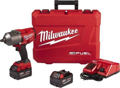 Milwaukee Tool - 1/2" Drive 18 Volt Pistol Grip Cordless Impact Wrench & Ratchet - 1,750 RPM, 0 to 2,100 BPM, 1,000 Ft/Lb Torque, 2 Lithium-Ion Batteries Included - USA Tool & Supply