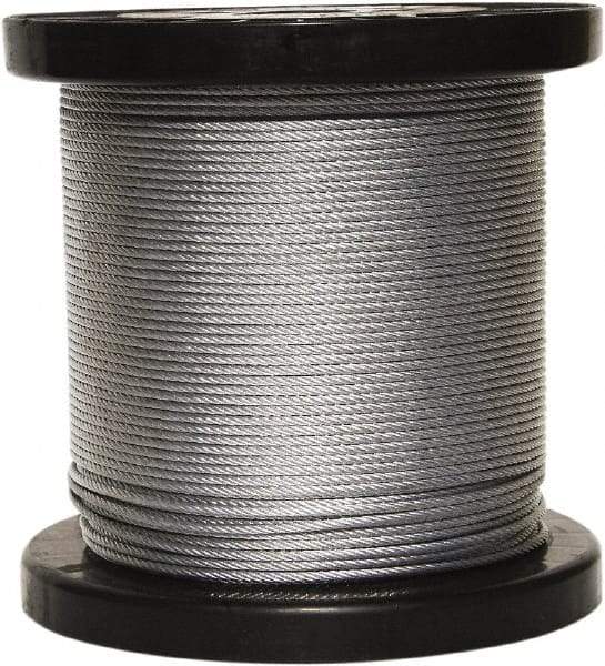 Loos & Co. - 3/16" x 1/8" Diam, Steel Wire Rope - 2,000 Lb Breaking Strength, 7 x 19, Vinyl Coating - USA Tool & Supply