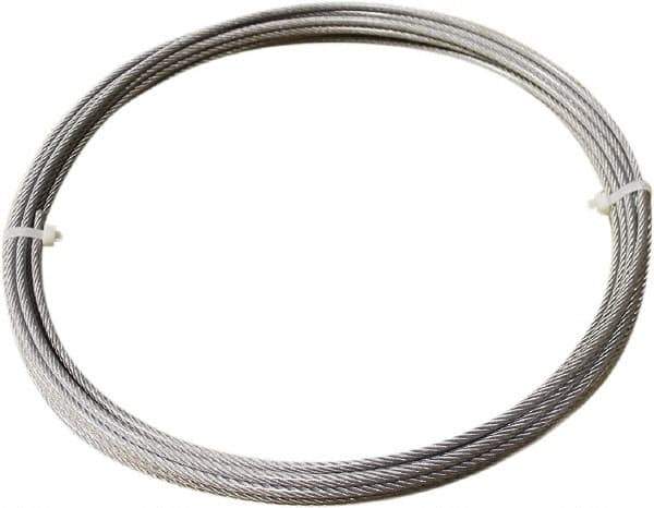 Loos & Co. - 1/4" x 3/16" Diam, Steel Wire Rope - 3,700 Lb Breaking Strength, 7 x 19, Vinyl Coating - USA Tool & Supply