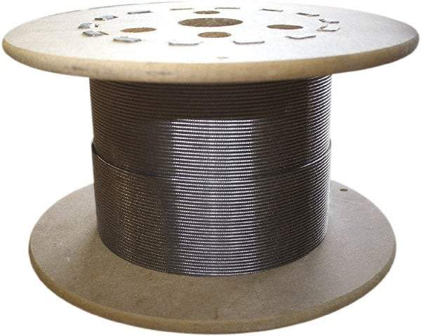 Loos & Co. - 3/16" x 1/8" Diam, Steel Wire Rope - 1,760 Lb Breaking Strength, 7 x 19, Vinyl Coating - USA Tool & Supply