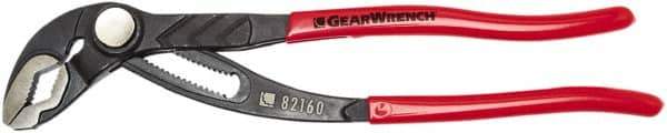 GearWrench - 12" OAL, 2-1/2" Max Capacity, 21 Position Straight Jaw Tongue & Groove Pliers - V-Jaws, Dipped Vinyl Handles - USA Tool & Supply