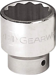 GearWrench - 1-1/2", 3/4" Drive, Standard Hand Socket - 12 Points, 2-1/2" OAL, Alloy Steel, Chrome Finish - USA Tool & Supply