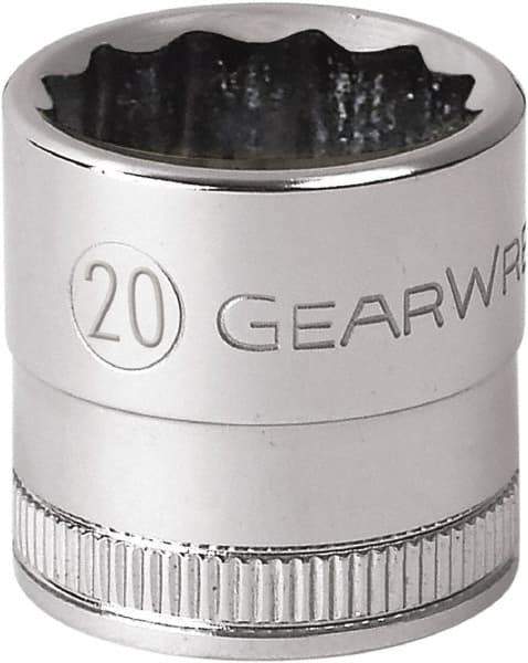 GearWrench - 1/2" Drive, Standard Hand Socket - 12 Points, 1-31/32" OAL, Alloy Steel, Chrome Finish - USA Tool & Supply