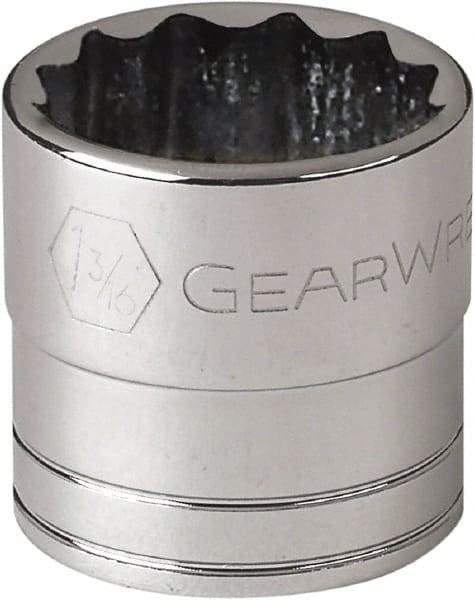 GearWrench - 1-3/16", 1/2" Drive, Standard Hand Socket - 12 Points, 1-21/32" OAL, Alloy Steel, Chrome Finish - USA Tool & Supply