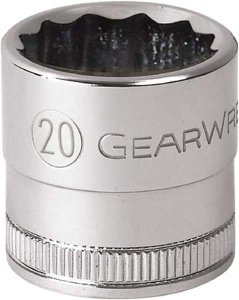 GearWrench - 1/2" Drive, Standard Hand Socket - 12 Points, 1-21/32" OAL, Alloy Steel, Chrome Finish - USA Tool & Supply