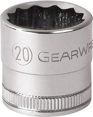 GearWrench - 1/2" Drive, Standard Hand Socket - 12 Points, 1-1/2" OAL, Alloy Steel, Chrome Finish - USA Tool & Supply