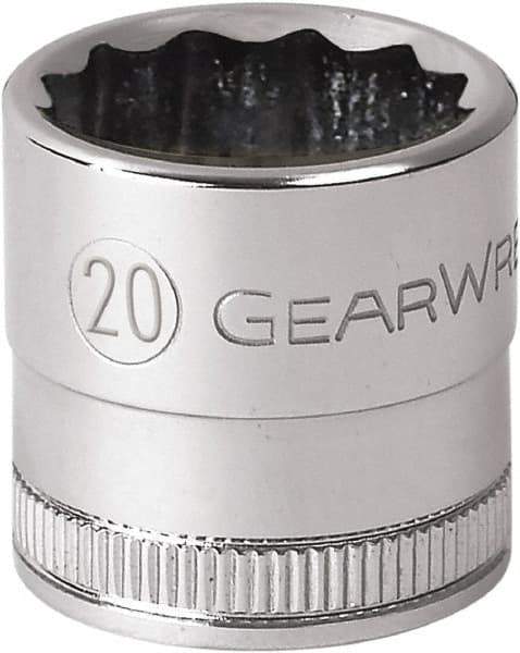 GearWrench - 1/2" Drive, Standard Hand Socket - 12 Points, 1-1/2" OAL, Alloy Steel, Chrome Finish - USA Tool & Supply