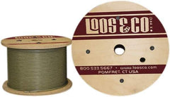 Loos & Co. - 500' Long, 1/8" x 3/32" Diam, Galvanized Steel Wire Rope - 920 Lb Breaking Strength, 7 x 7, Nylon Coating - USA Tool & Supply