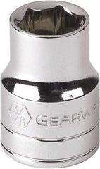 GearWrench - 1/2", 1/4" Drive, Standard Hand Socket - 6 Points, 1" OAL, Alloy Steel, Chrome Finish - USA Tool & Supply