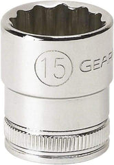 GearWrench - 3/8" Drive, Standard Hand Socket - 12 Points, 1-3/32" OAL, Alloy Steel, Chrome Finish - USA Tool & Supply