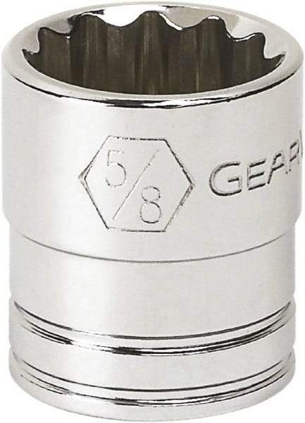 GearWrench - 1/2", 3/8" Drive, Standard Hand Socket - 12 Points, 1" OAL, Alloy Steel, Chrome Finish - USA Tool & Supply