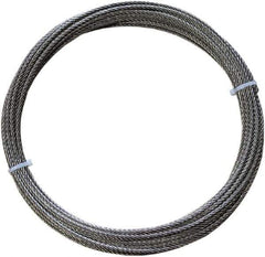 Loos & Co. - 50' Long, 1/4" x 1/4" Diam, Stainless Steel Wire Rope - 6,100 Lb Breaking Strength, 7 x 7 - USA Tool & Supply