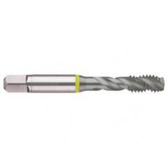 M8x1.25 6H 3-Flute Cobalt Yellow Ring Semi-Bottoming 40 degree Spiral Flute Tap-MolyGlide - USA Tool & Supply