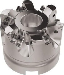 Seco - 63mm Cut Diam, 27mm Arbor Hole, 6.96mm Max Depth of Cut, 92° Indexable Chamfer & Angle Face Mill - 6 Inserts, XNEX080816 Insert, Right Hand Cut, 6 Flutes, Through Coolant, Series R220.79 - USA Tool & Supply
