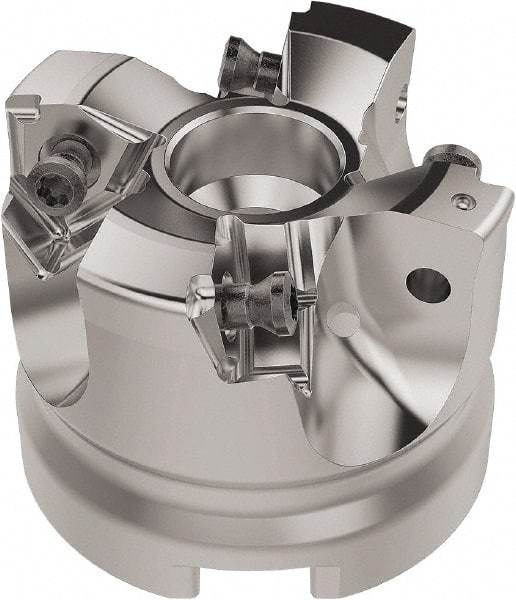 Seco - 50mm Cut Diam, 22mm Arbor Hole, 6.96mm Max Depth of Cut, 92° Indexable Chamfer & Angle Face Mill - 4 Inserts, XNEX080816 Insert, Right Hand Cut, 4 Flutes, Through Coolant, Series R220.79 - USA Tool & Supply