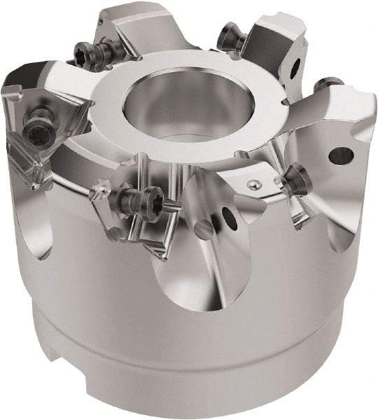 Seco - 2-1/2" Cut Diam, 1" Arbor Hole, 6.96mm Max Depth of Cut, 92° Indexable Chamfer & Angle Face Mill - 6 Inserts, XNEX080816 Insert, Right Hand Cut, 6 Flutes, Through Coolant, Series R220.79 - USA Tool & Supply