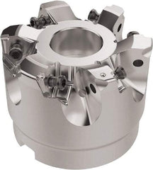 Seco - 2-1/2" Cut Diam, 1" Arbor Hole, 6.96mm Max Depth of Cut, 92° Indexable Chamfer & Angle Face Mill - 6 Inserts, XNEX080816 Insert, Right Hand Cut, 6 Flutes, Through Coolant, Series R220.79 - USA Tool & Supply
