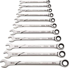 GearWrench - 11 Piece, 1/4" to 3/4", Ratcheting Combination Wrench Set - Inch Measurement Standard, Chrome Finish - USA Tool & Supply