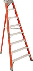 Louisville - 7 Steps, 8' High, Type IA Rating, Fiberglass Tripod Step Ladder - USA Tool & Supply