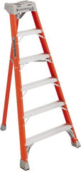 Louisville - 5 Steps, 6' High, Type IA Rating, Fiberglass Tripod Step Ladder - USA Tool & Supply