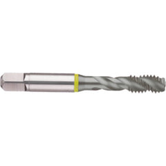 ‎10-32 3 Flute 2B Cobalt Spiral Flute Semi-Bott Yellow Ring Tap-MolyGlide-40 Degree Helix - USA Tool & Supply