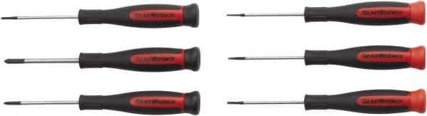 GearWrench - 6 Piece Phillips & Slotted Screwdriver Set - Blade Sizes: Length 2-1/2, Bit Sizes: Philips #00 to #1 - USA Tool & Supply