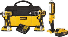 DeWALT - 20 Volt Cordless Tool Combination Kit - Includes Brushless Compact Drill/Driver & Impact Driver, Lithium-Ion Battery Included - USA Tool & Supply